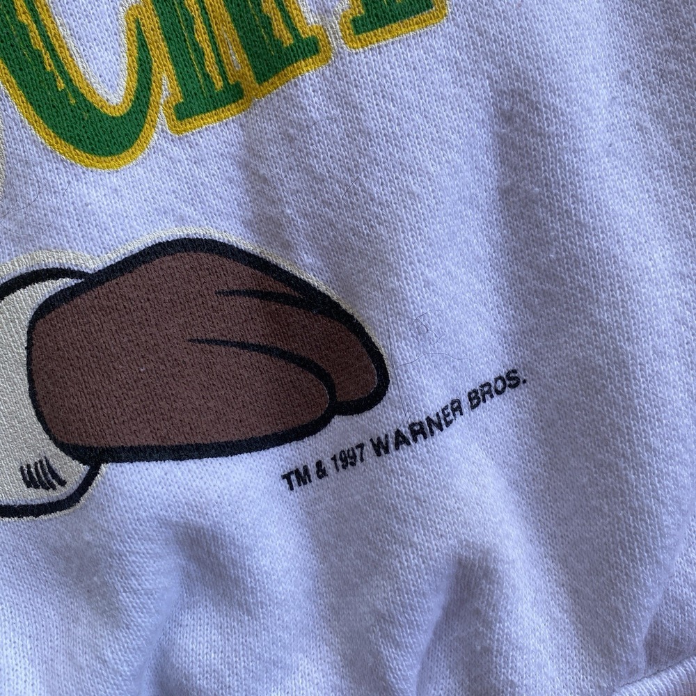 Vintage 1997 Warner Bros Taz I'm Lucky St. Patricks Pullover Crew Size Large 90s - Picture 3 of 9